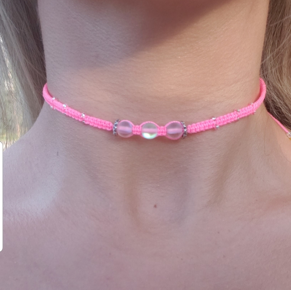 Handmade choker necklace with moonstone beads